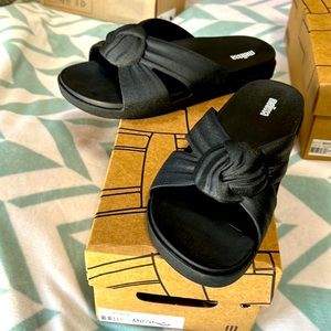 NIB Melissa black plush slide sandals women’s 7